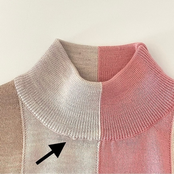 Paper London Dolly Wool Jumper Tonal Stripe Mock Neck Fitted Sweater XS - Picture 14 of 16